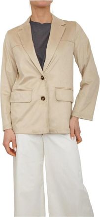 Marella Cappotto-giacco.jers. - Dames - Blazers - Beige - S - Leer - Jassen
