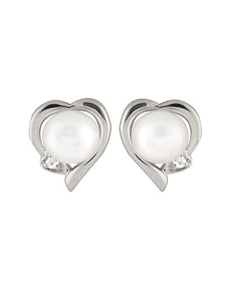 Splendid Pearls Silver 7-7.5mm Freshwater Pearl Earrings