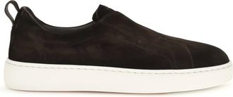 Santoni Victory Slip-On Sneakers - Heren - Schoenen - Bruin - Maat: 41 EU Leer