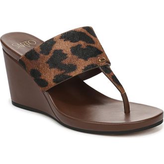 Franco Sarto Talea Genuine Calf Hair Wedge Sandal in Brown at Nordstrom, Size 5.5