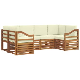 vidaXL Conjunto De Sof&aacute; Seccional Con Coj&iacute;n 6 Pcs Natural Y Crema Vidaxl