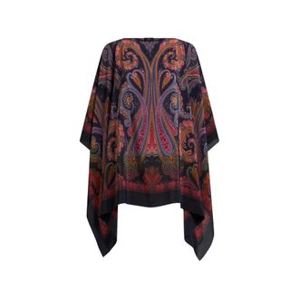 Etro Overhemden, Dames, Veelkleurig, ONE Size, Katoen, Zijden mix Jacquard Cape Top