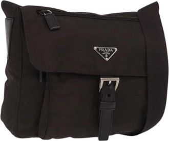 Prada Pre-owned Cross Body Bags, female, Brown, Size: ONE SIZE Pre-owned Vintage Nylon Shoulder Bag