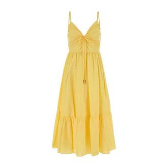 Michael Kors Midi Dresses, female, Yellow, Size: XS Poplin Midi Dress