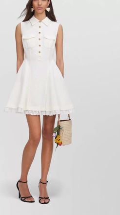 Self Portrait linen blend sleeveless mini dress