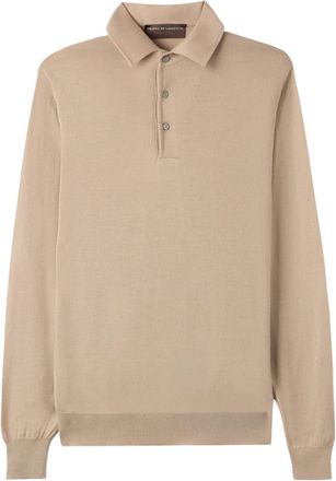 FILIPPO DE LAURENTIIS Polo Paramontura - Heren - Ronde hals truien - Beige - L - Wol - Truien & Vesten