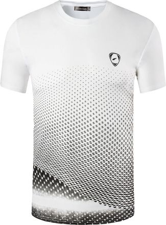 Jeansian Mens Sports Breathable Short Sleeve T-Shirts Tee Tops Running Training LSL225 WhiteBlack XS