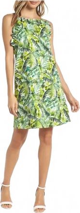 Clover and Sloane Sleeveless Ruffle Top Knee Length Dress In Sweet Green