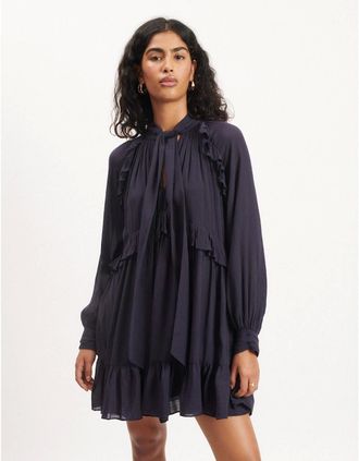 Nobody's Child Womens Bohana Mini Dress - Navy - Size: 10