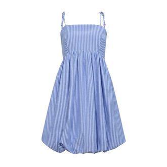 Co'Couture Blauw Gestreepte Jurk - Elegant en Modern - Dames - Zomerkleedjes - Blauw - S - Katoen - Kleedjes