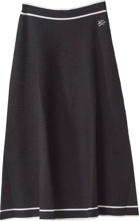 Karl Lagerfeld Rokken, Dames, Zwart, L, Nylon, Elegante Gebreide Rok