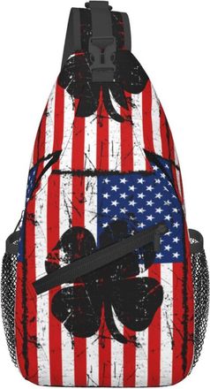 Generic American Flag Shamrock Ireland Irish Flag Sling Bag Trendy Cross Body Bag Anti Theft Sling Backpack For Cycling Women Outdoors