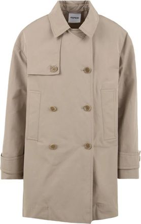 Aspesi Double-Breasted Coat - Dames - Mantel - Beige - XS - Katoen - Jassen