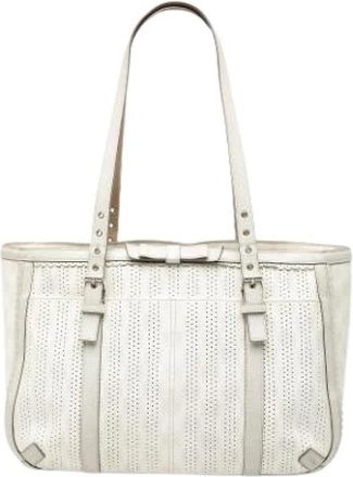 Loewe Pre-owned Perforated Tote Bag - Dames - Vintage Schoudertas - Wit - ONE Size - Leer - Vintage
