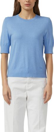 s.Oliver Strickpullover S.OLIVER, Damen, Gr. 36, blau, Feinstrick, Obermaterial: 100% Baumwolle, unifarben, normal h&uuml;ftbedeckend, Rundhals, Flachstrickb&uuml;ndchen