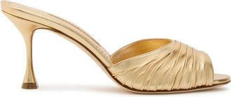 Manolo Blahnik Pirua 70 Metallic Nappa Mules - Gold - 37 (IT37 / UK4)