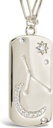 Sterling Forever CZ Constellation Dog Tag Pendant Necklace