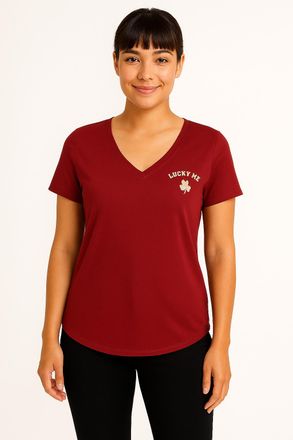 Vero Moda T-Shirt VERO MODA VMEDA VANESSA SS TOP BOX JRS GA, Damen, Gr. L, syrah print:lucky me, Jersey, Obermaterial: 100% Baumwolle, bedruckt, loose fit norma