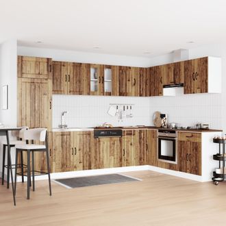 Berkfield Home Kitchen Cabinet Lucca with Double Basins - Old Wood, Engineered Wood in Brown