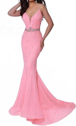 Johnathan Kayne Sassy Open Back Prom Dress In Coral