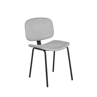 Koketto Home Silla tapizada gris claro con asiento y respaldo curvo