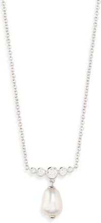 Nadri Siren Pearl Drop Necklace in Rhodium at Nordstrom Rack