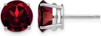 Diamond2Deal 14k White Gold 8mm Garnet Earrings