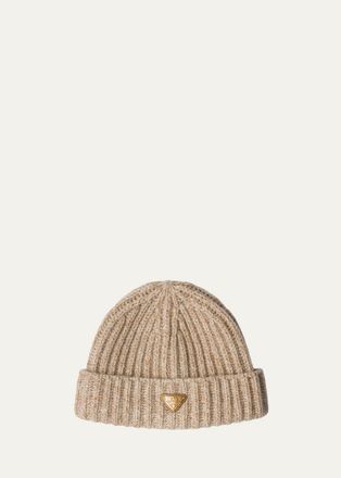Prada Cashmere-Wool Rib Knit Beanie