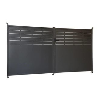 Sweeek Puerta de jard&iacute;n de acero galvanizado de 2 hojas con cerradura y