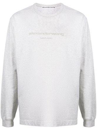 Alexander Wang T-shirt con logo in rilievo - Grigio