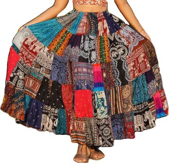 Generic Patchwork Skirt * Long Boho Maxi * Full & Flared * Large * Multicoloured