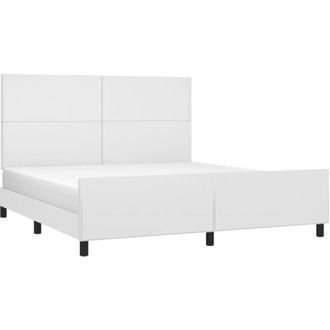 vidaXL Estructura De Cama Cabecero Cuero Sint&eacute;tico Blanco 180x200 Cm Vidaxl