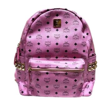 MCM Pre-owned Leren Rugzak - Dames - Pre-owned - Roze - Maat: ONE Size Leer