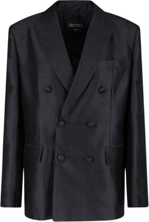 Dondup Dubbelrijige Satijnen Blazer - Dames - Blazers - Zwart - S - Satijn - Jassen