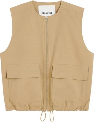 Birgitte Herskind Neo Vest - Dames - Bodywarmers - Beige - L - Katoen - Jassen