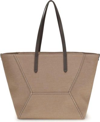 Brunello Cucinelli Beige Cotton Shoulder Womens Bag