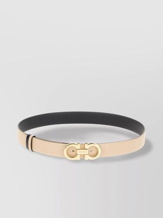 Ferragamo adjustable reversible leather belt with gold-tone buckle