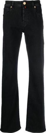 Billionaire Boys Club logo-patch denim jeans - men - Elastane/Cotton/Polyester/Cotton/Calf Leather - 30 - Black