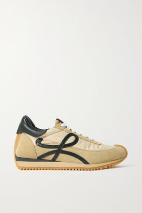 Loewe Sneakers In Pelle, Pelle Scamosciata E Shell Con Logo Applicato Flow - Neutri