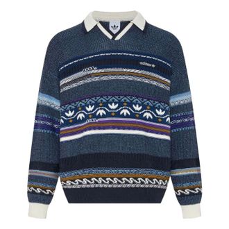 adidas Toc Polo LS Sweater Asia Sizing Aurora Ink LD3287