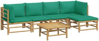 vidaXL Set De Muebles De Jard&iacute;n 6 Piezas Bamb&uacute; Con Cojines Verde Vidaxl