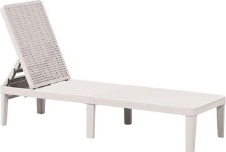 Beliani Garden Sun Lounger Light Grey Synthetic Material Reclining Modern Adjustable Backrest Rust-Resistant Armless OSSIMO