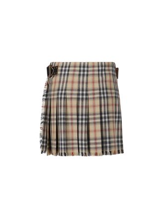 Burberry Womens Skirts Beige Wool