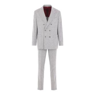 Brunello Cucinelli Kostuums, Heren, Grijs, S, Tweed, Galles Tweedelig Pak
