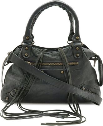 Balenciaga Black Leather Handbag Shoulder Bag Tote Bag (Pre-Owned)