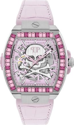 Philipp Plein Skeleton 2.0 Automatisch Horloge - Dames - Horloges - Roze - ONE Size - Leer - Accessoires