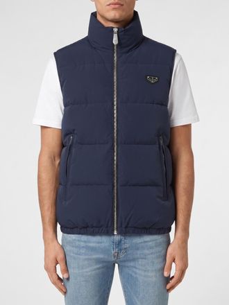 Philipp Plein High Neck Padded Technical Fabric Vest with Zip