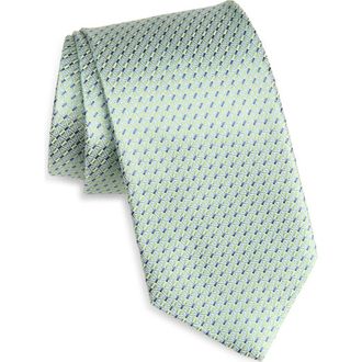 David Donahue Geometric Jacquard Silk Tie in Green at Nordstrom