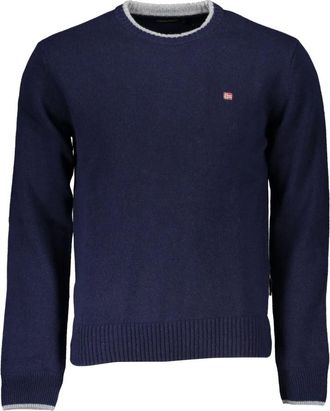 Napapijri Truien & Vesten, Heren, Blauw, 2Xl, Blauwe Trui met Lange Mouwen en Borduurwerk