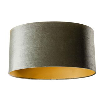 QAZQA Algod&oacute;n Pantalla De L&aacute;mpara De Terciopelo Verde Con Interior Dorado, Ovalada 50/33/25, Ovalada Apto Para L&aacute;mpara Colgante Y De Pie - Qazqa